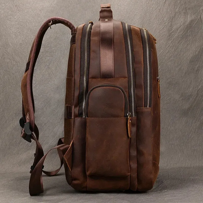 Costello Leather Backpack Laptop Pack - Brown/Dark Brown - 15 inches