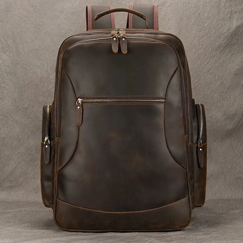 Costello Leather Backpack Laptop Pack - Brown/Dark Brown - 15 inches