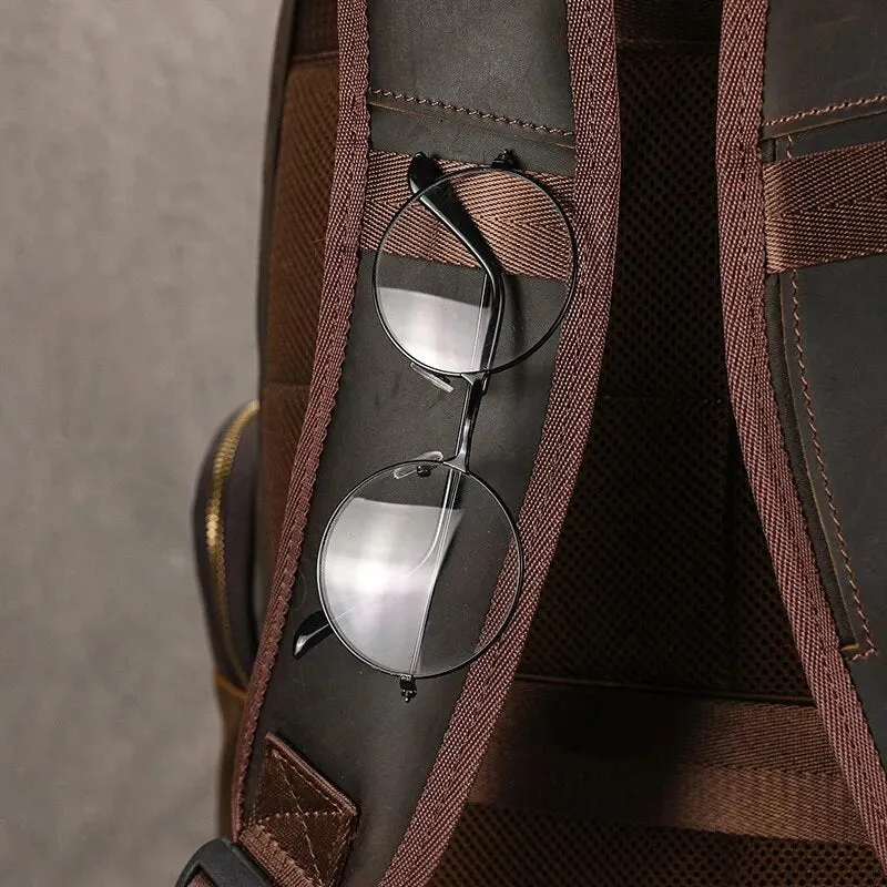 Costello Leather Backpack Laptop Pack - Brown/Dark Brown - 15 inches