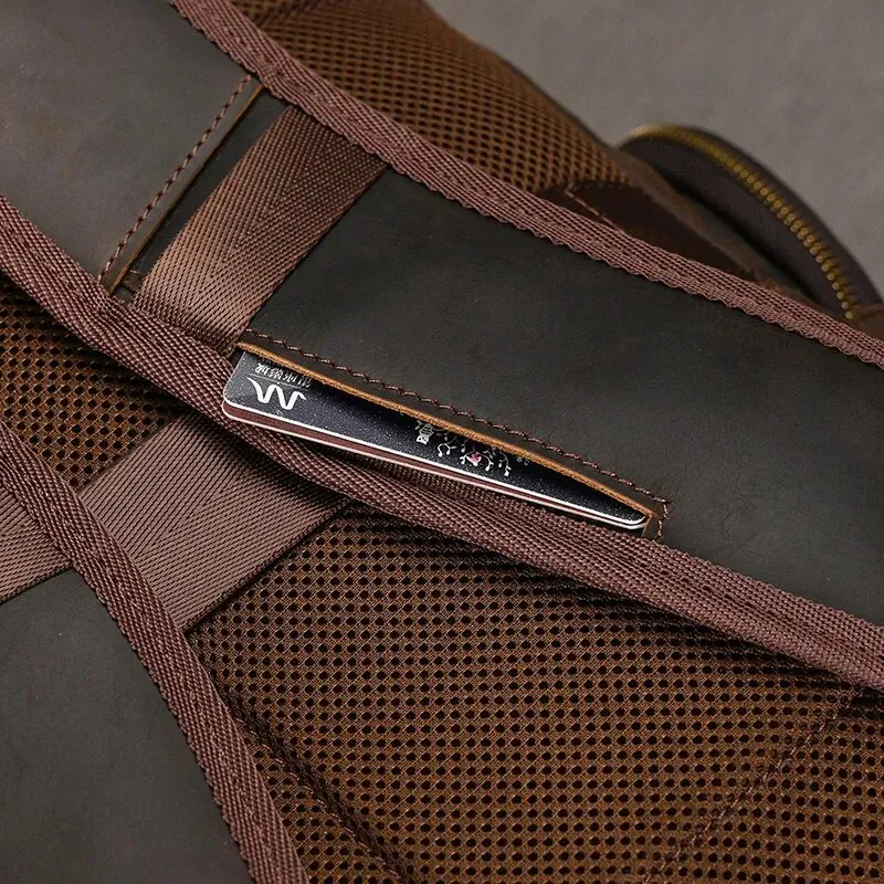 Costello Leather Backpack Laptop Pack - Brown/Dark Brown - 15 inches