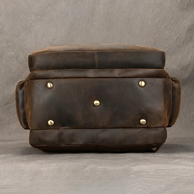 Costello Leather Backpack Laptop Pack - Brown/Dark Brown - 15 inches