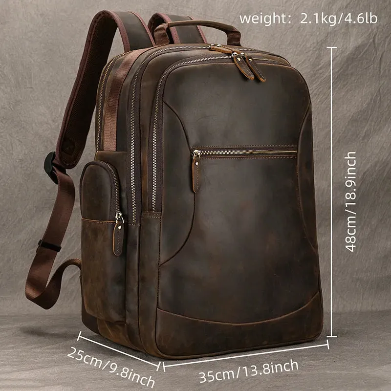 Costello Leather Backpack Laptop Pack - Brown/Dark Brown - 15 inches