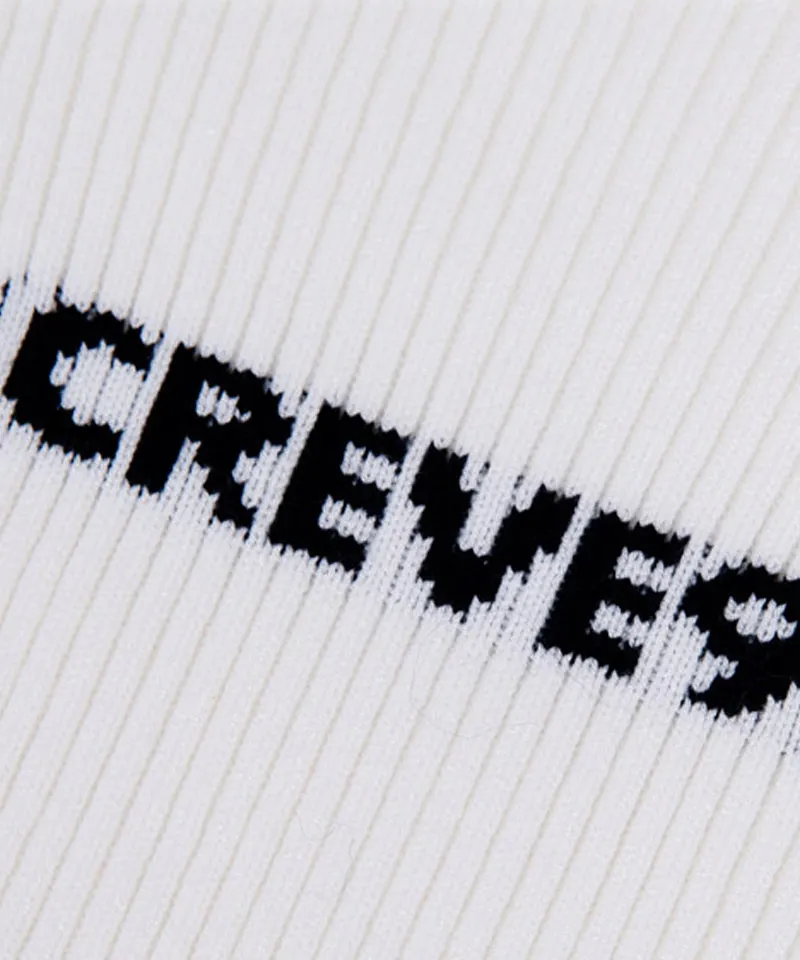 CREVE NINE: Color Blocking Logo High Neck Knit - White