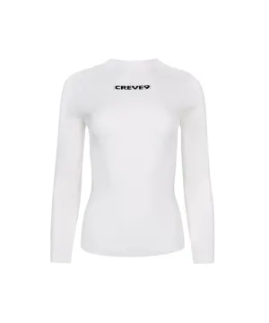 CREVE NINE: Color Blocking Logo High Neck Knit - White