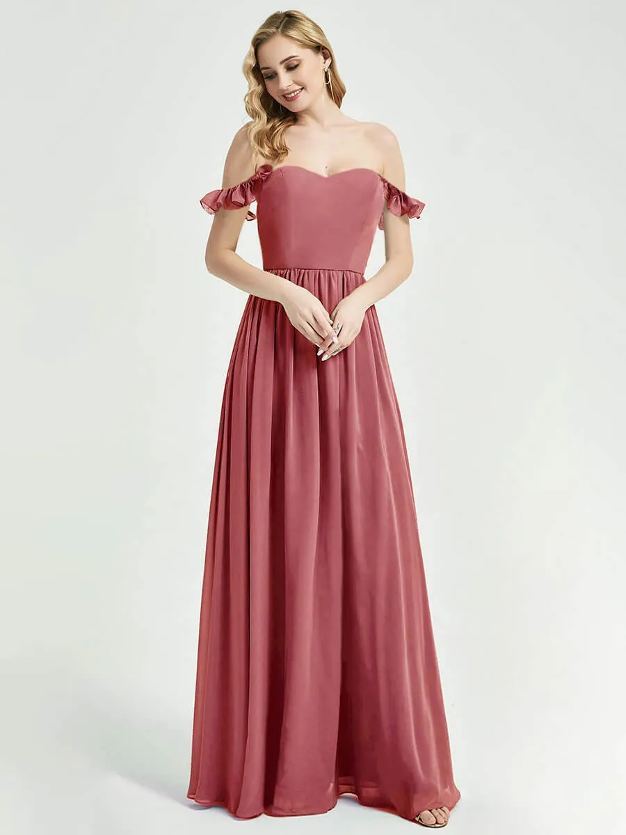 Desert Rose Detachable Straps Convertible Chiffon Bridesmaid Dress