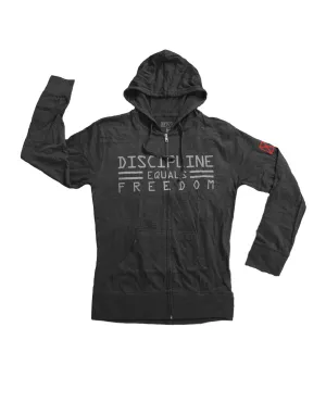 DISCIPLINE EQUALS FREEDOM HOODIE (Lightweight) Charcoal/Light Text