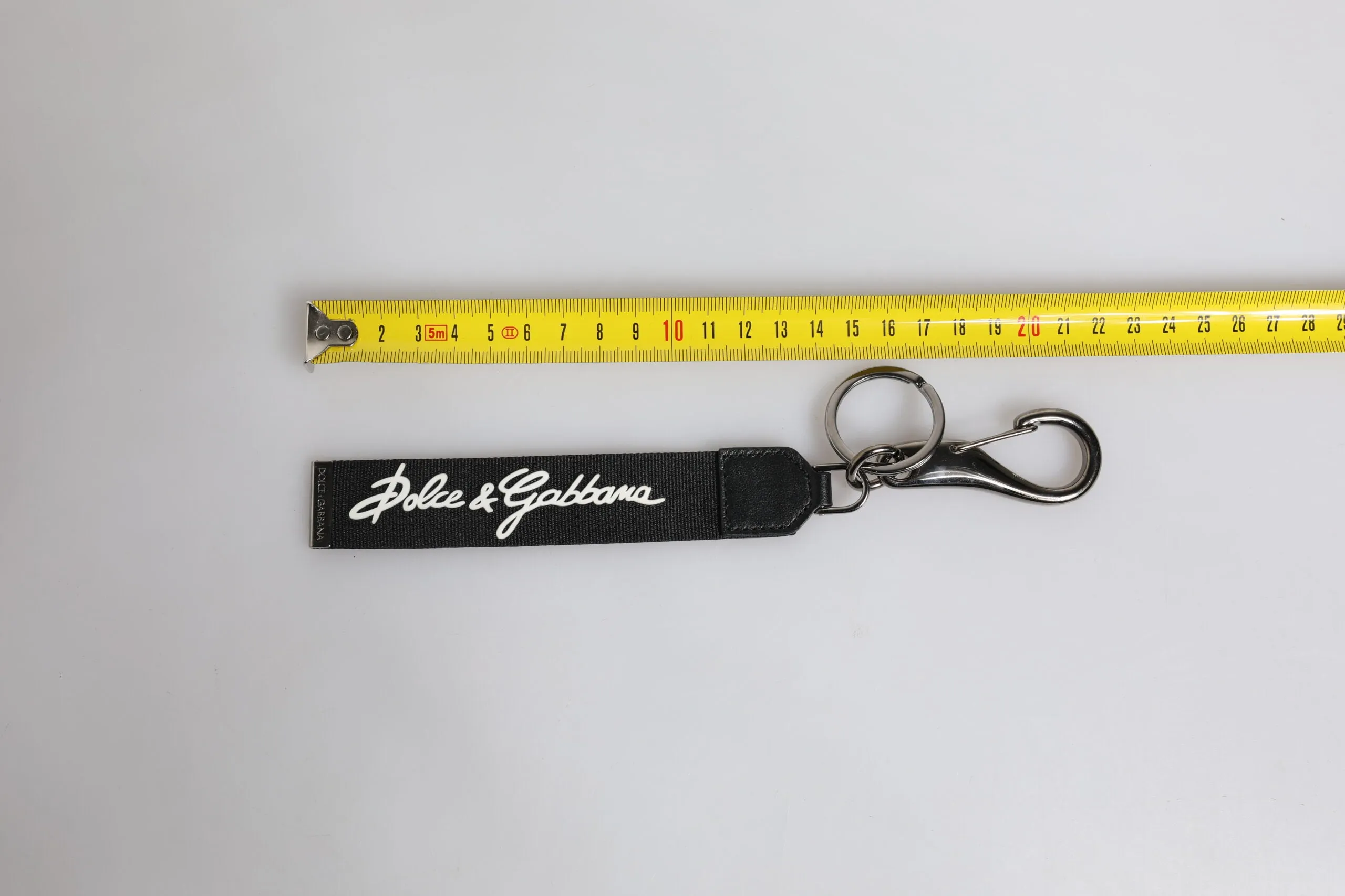 Dolce & Gabbana Black White DG Logo Silver Men Keychain Polyester Keyring
