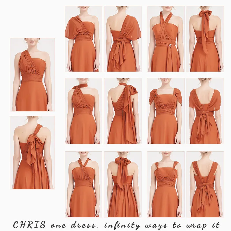 Dusk Convertible Chiffon Bridesmaid Dress Wrap Floor Length Gown