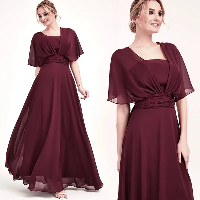 Dusk Convertible Chiffon Bridesmaid Dress Wrap Floor Length Gown