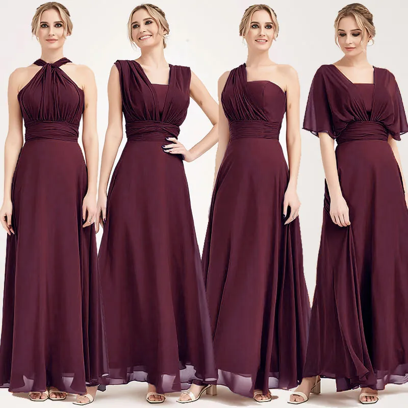Dusk Convertible Chiffon Bridesmaid Dress Wrap Floor Length Gown
