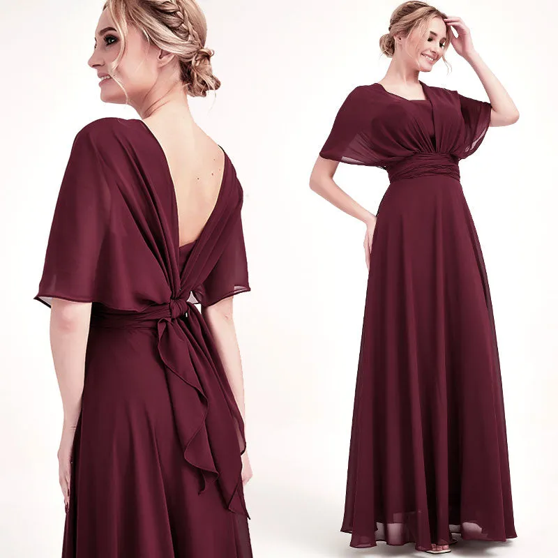 Dusk Convertible Chiffon Bridesmaid Dress Wrap Floor Length Gown