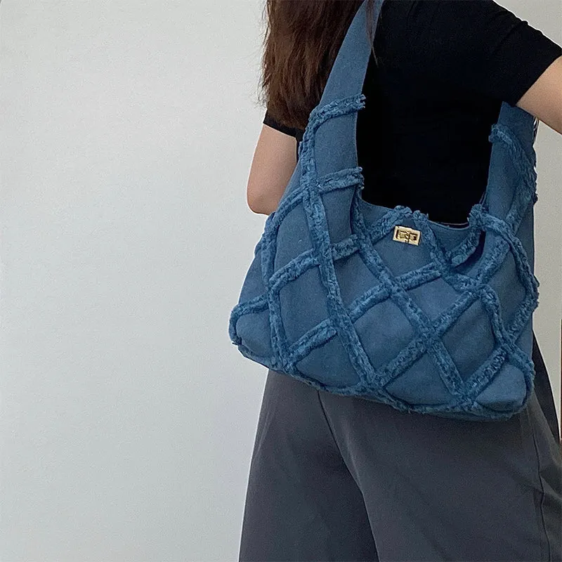 Earl Dark Blue Suede Handbag