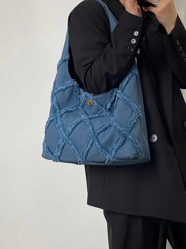 Earl Dark Blue Suede Handbag