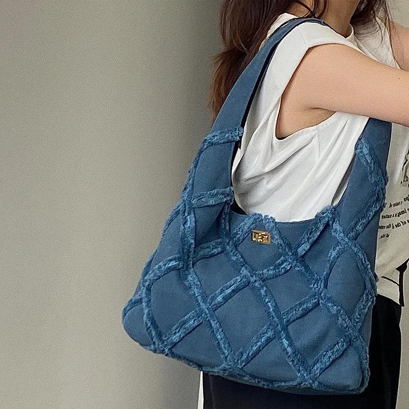 Earl Dark Blue Suede Handbag