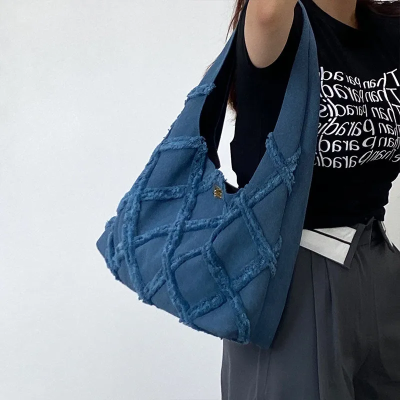 Earl Dark Blue Suede Handbag