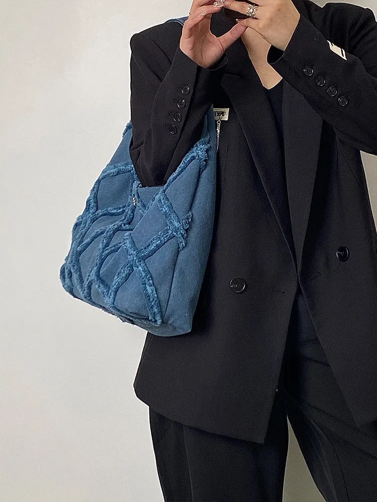 Earl Dark Blue Suede Handbag