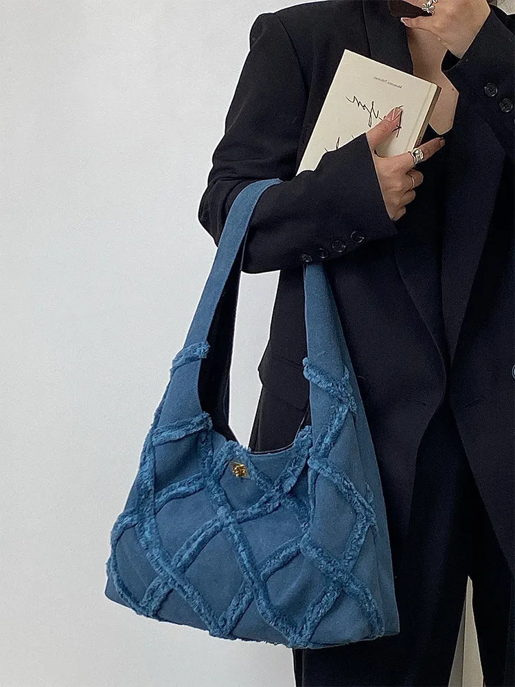 Earl Dark Blue Suede Handbag