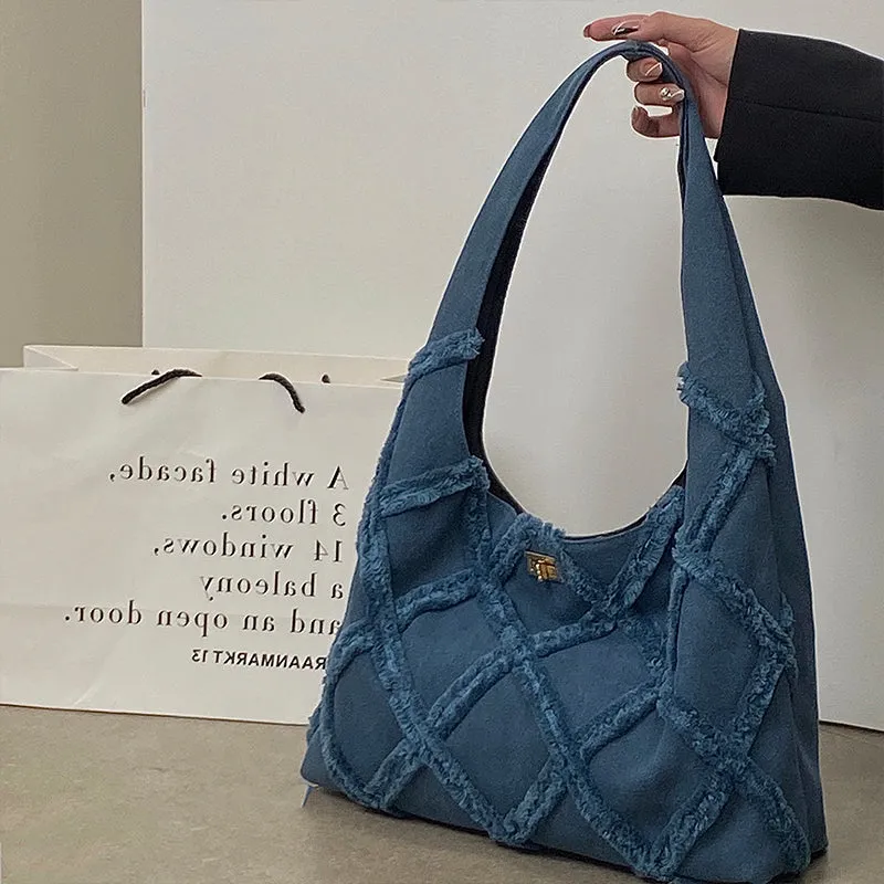 Earl Dark Blue Suede Handbag