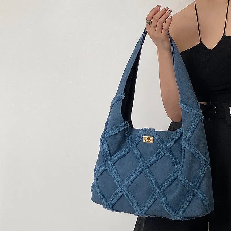Earl Dark Blue Suede Handbag