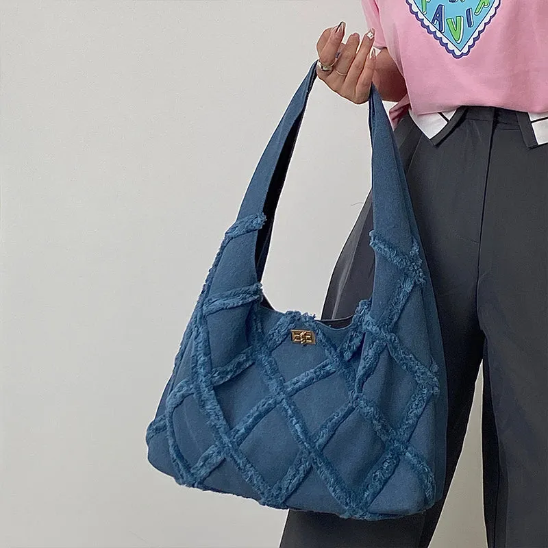 Earl Dark Blue Suede Handbag