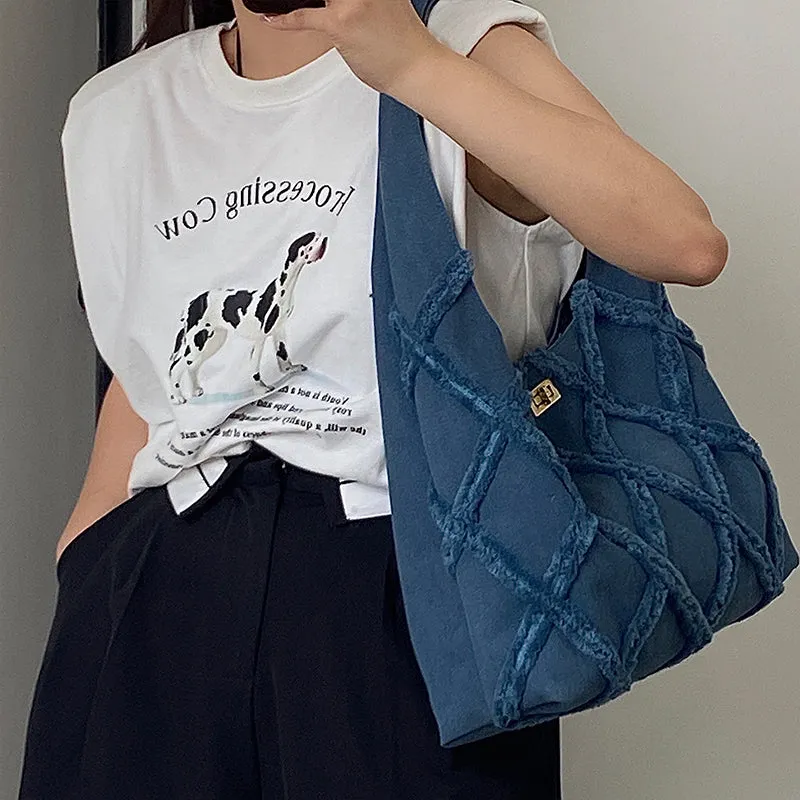 Earl Dark Blue Suede Handbag