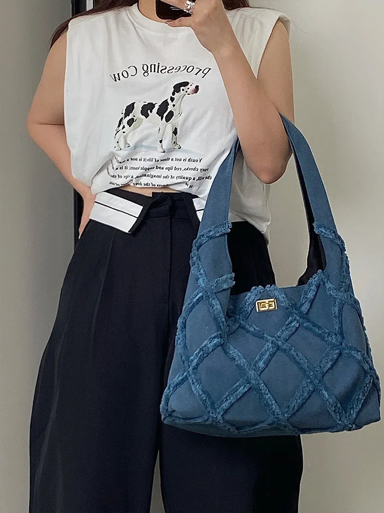 Earl Dark Blue Suede Handbag