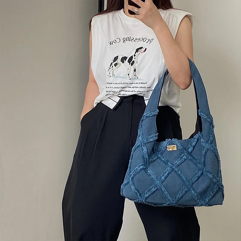 Earl Dark Blue Suede Handbag
