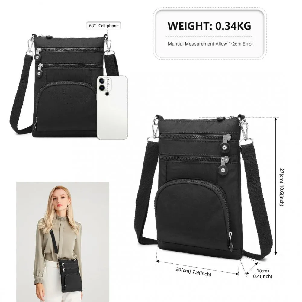 Eb2228 - Kono Casual Multi Pocket Rfid Blocking Cross Body Bag - Black