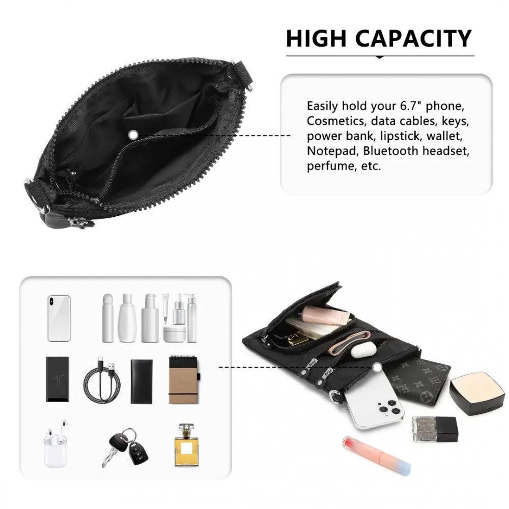 Eb2228 - Kono Casual Multi Pocket Rfid Blocking Cross Body Bag - Black