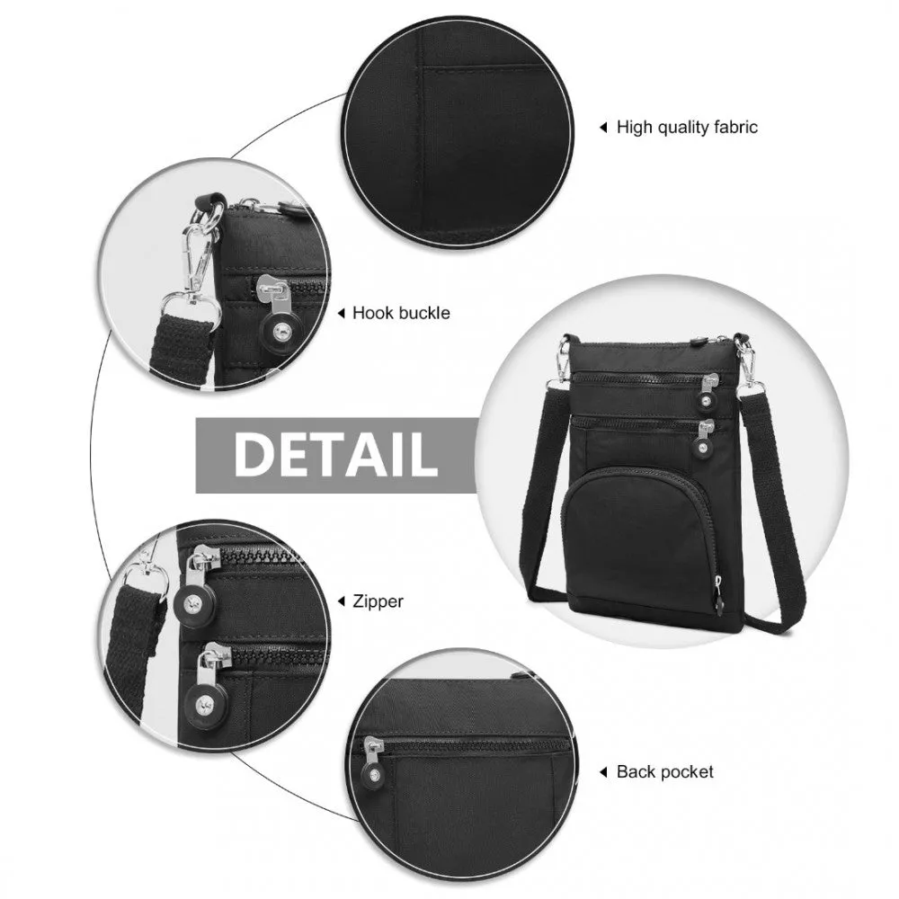 Eb2228 - Kono Casual Multi Pocket Rfid Blocking Cross Body Bag - Black