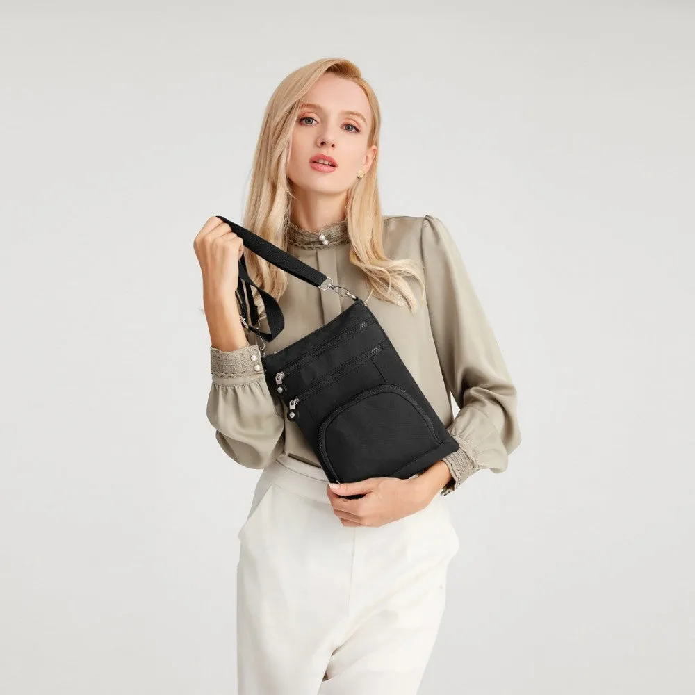 Eb2228 - Kono Casual Multi Pocket Rfid Blocking Cross Body Bag - Black