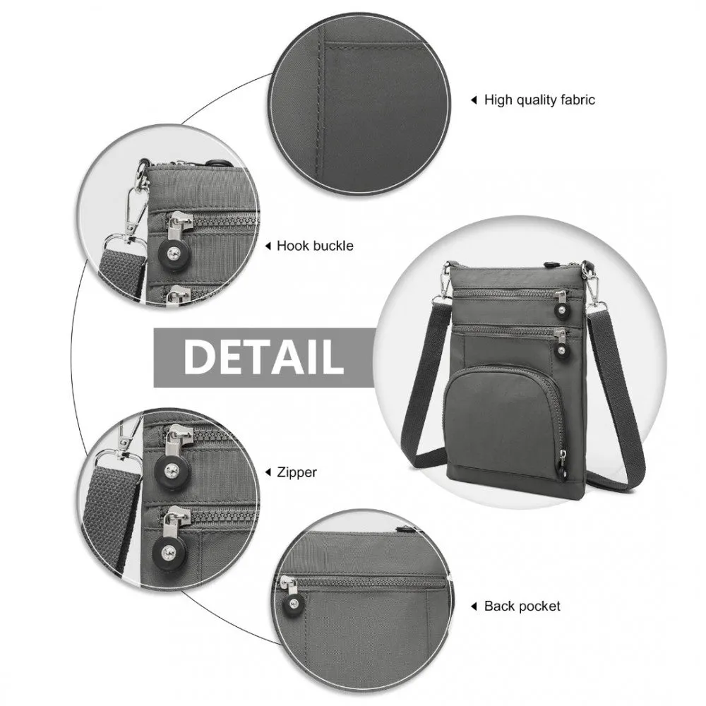 Eb2228 - Kono Casual Multi Pocket Rfid Blocking Cross Body Bag - Grey