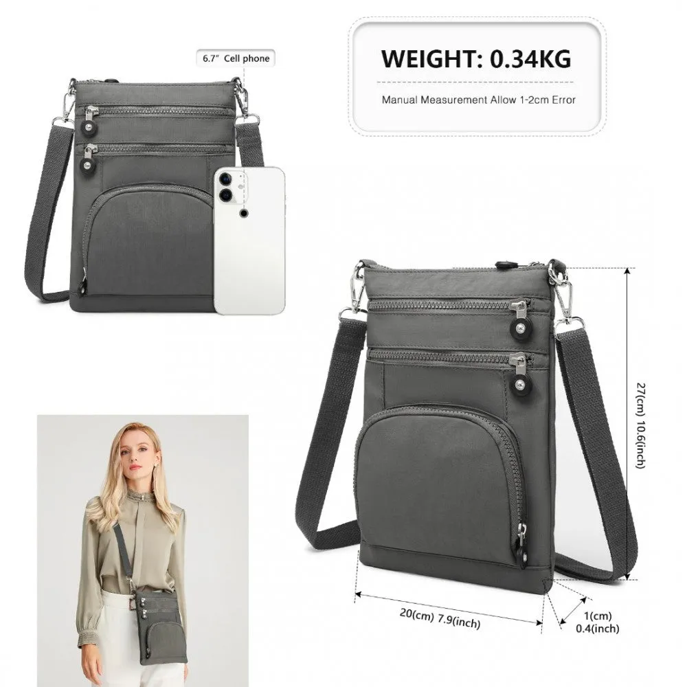 Eb2228 - Kono Casual Multi Pocket Rfid Blocking Cross Body Bag - Grey