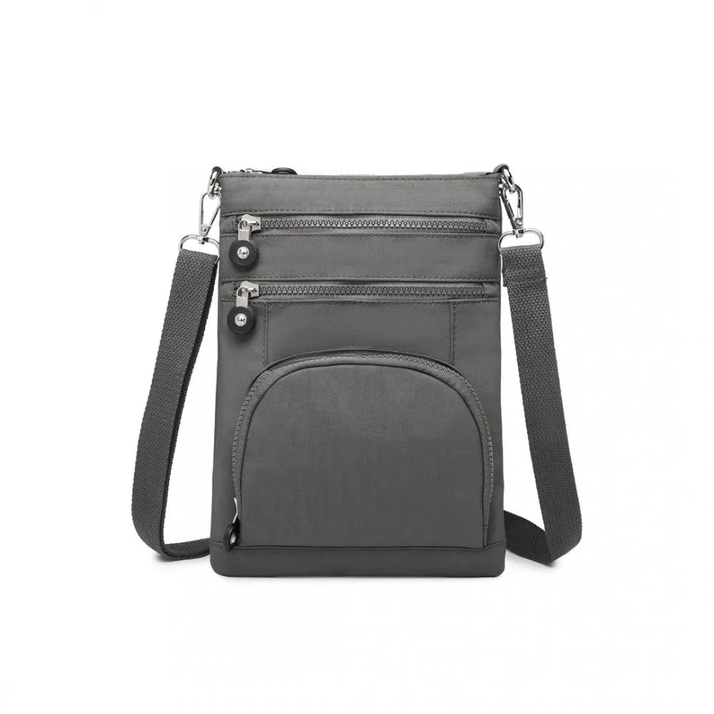 Eb2228 - Kono Casual Multi Pocket Rfid Blocking Cross Body Bag - Grey