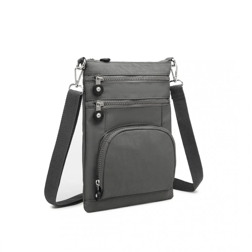 Eb2228 - Kono Casual Multi Pocket Rfid Blocking Cross Body Bag - Grey