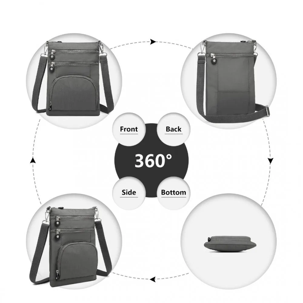 Eb2228 - Kono Casual Multi Pocket Rfid Blocking Cross Body Bag - Grey