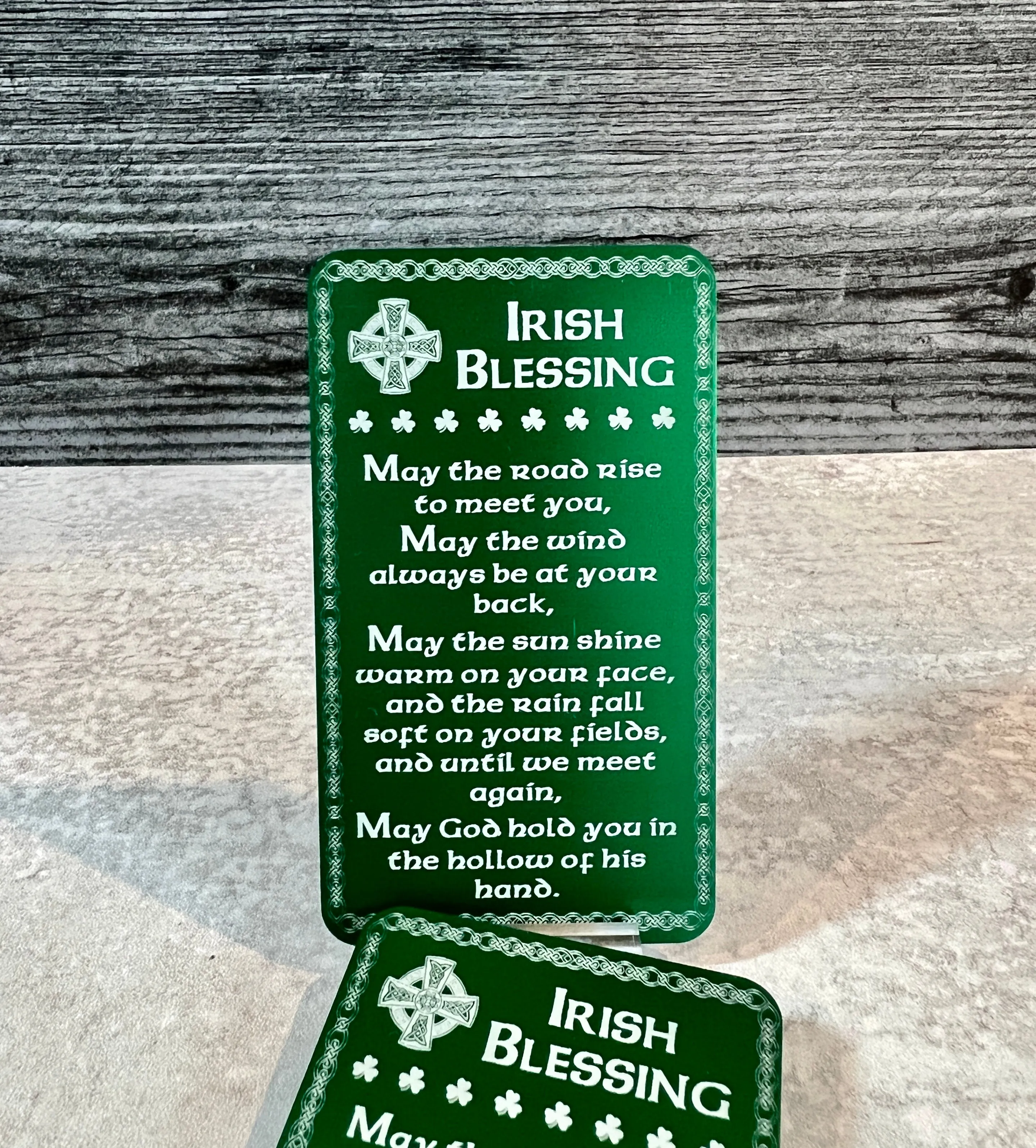 Engraved Metal Wallet Card – Irish Blessing Keepsake with Custom Back Option