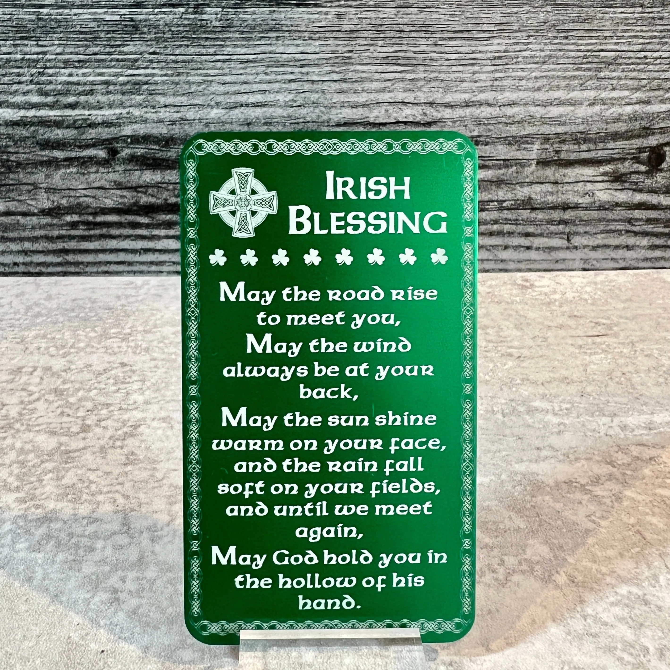 Engraved Metal Wallet Card – Irish Blessing Keepsake with Custom Back Option