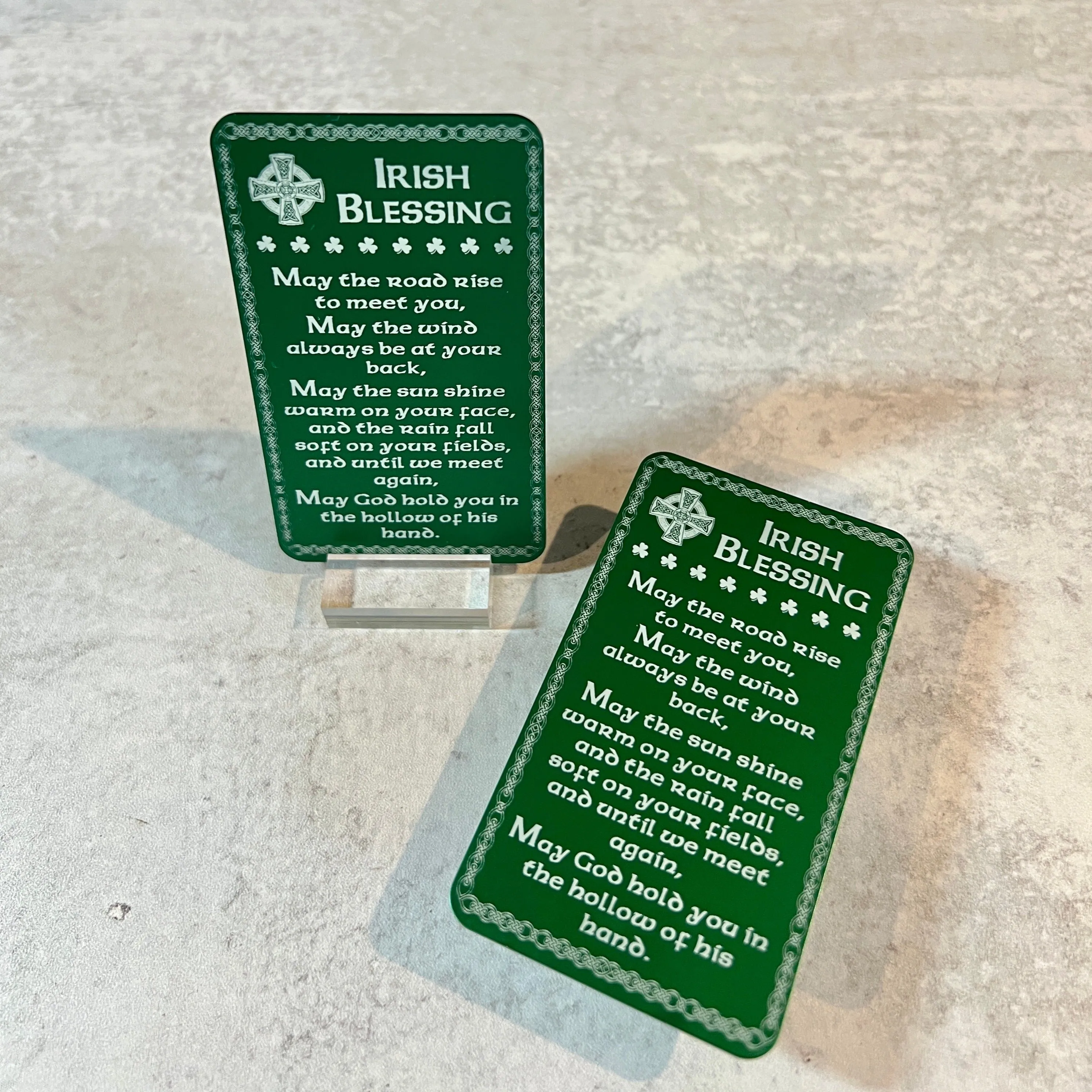 Engraved Metal Wallet Card – Irish Blessing Keepsake with Custom Back Option