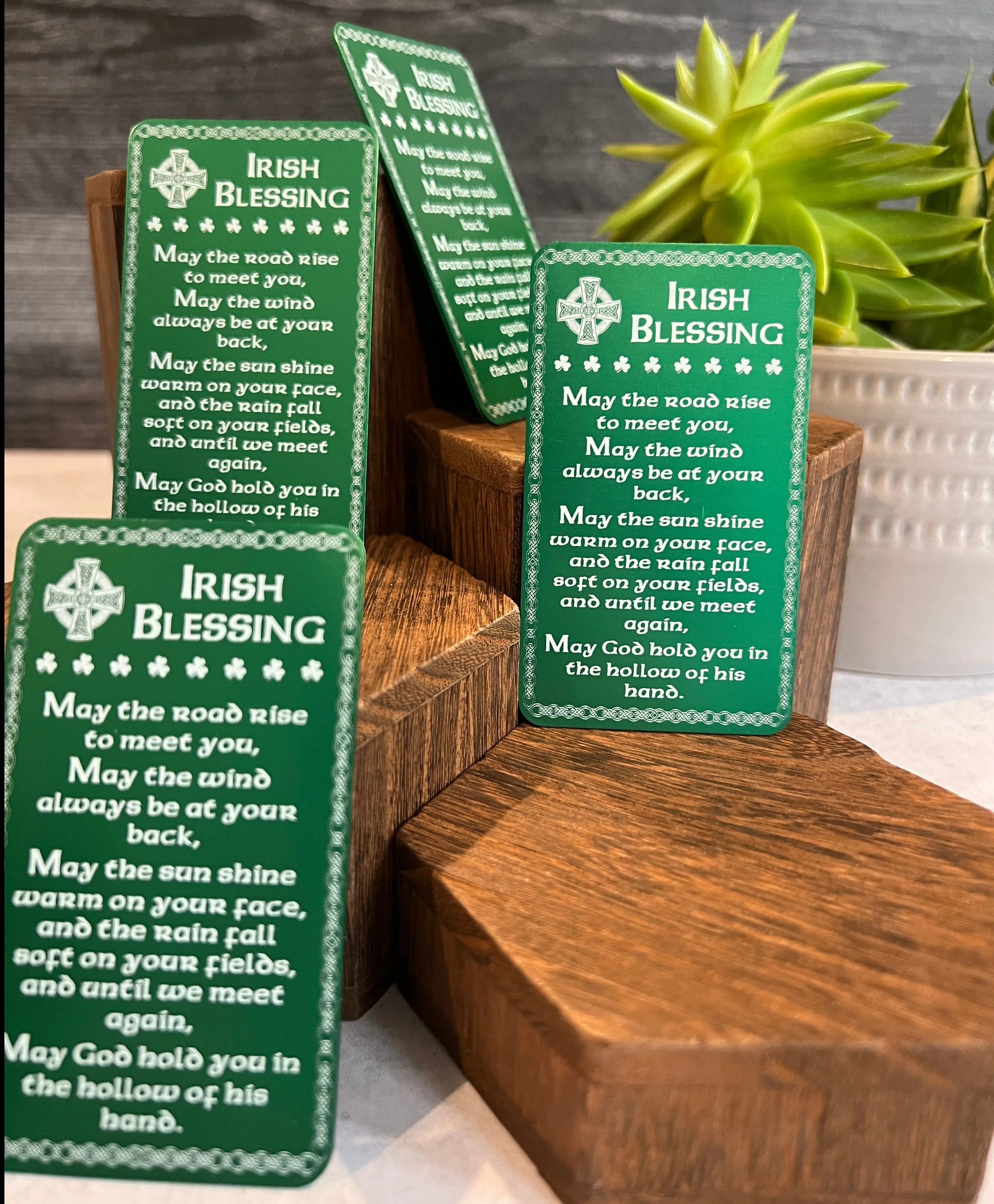 Engraved Metal Wallet Card – Irish Blessing Keepsake with Custom Back Option