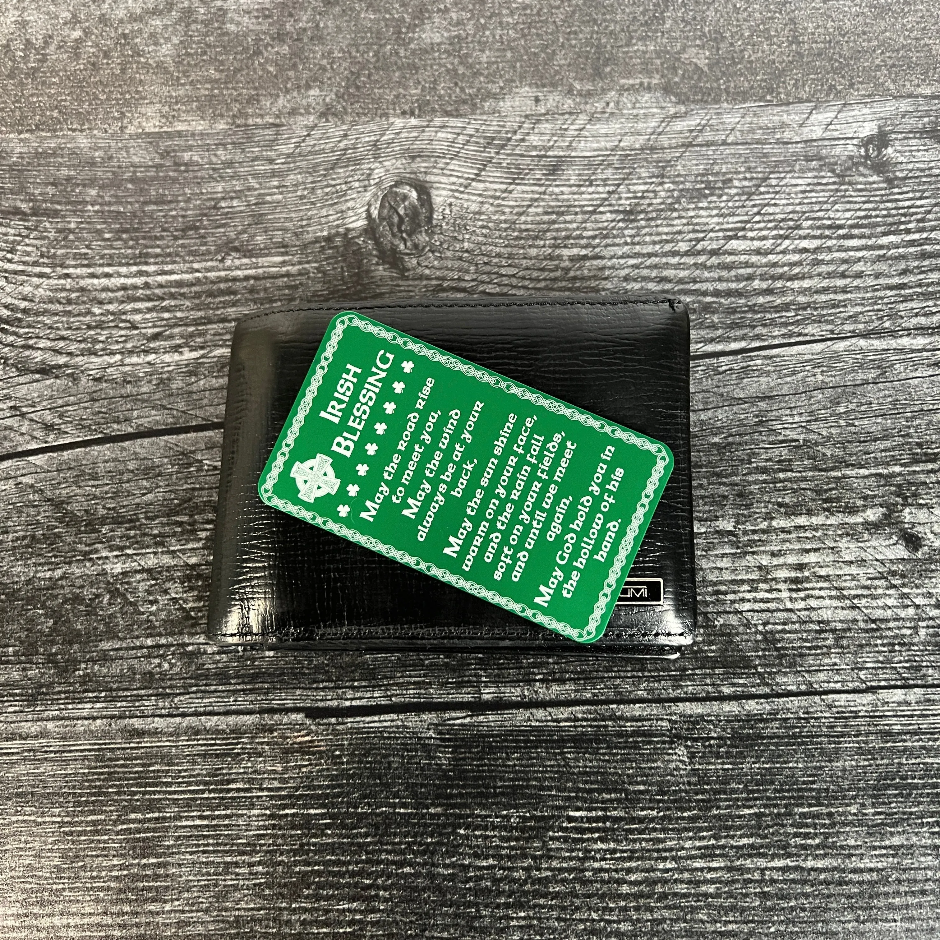 Engraved Metal Wallet Card – Irish Blessing Keepsake with Custom Back Option