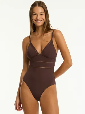 Essentials Cross Back Triangle One Piece In Cocoa
