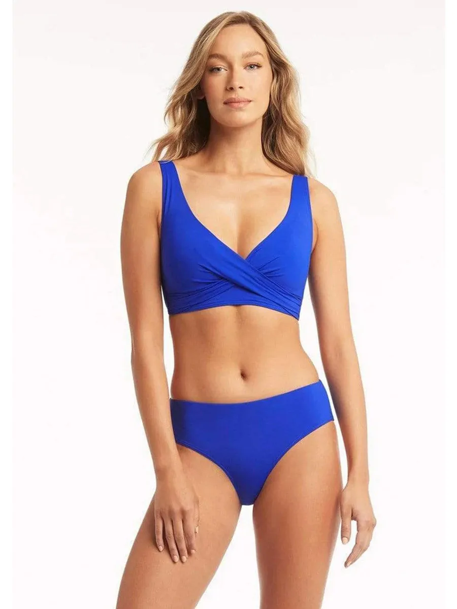 Essentials Cross Front Bra in Cobalt