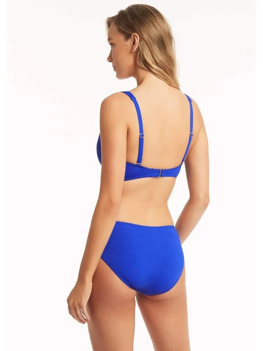 Essentials Cross Front Bra in Cobalt