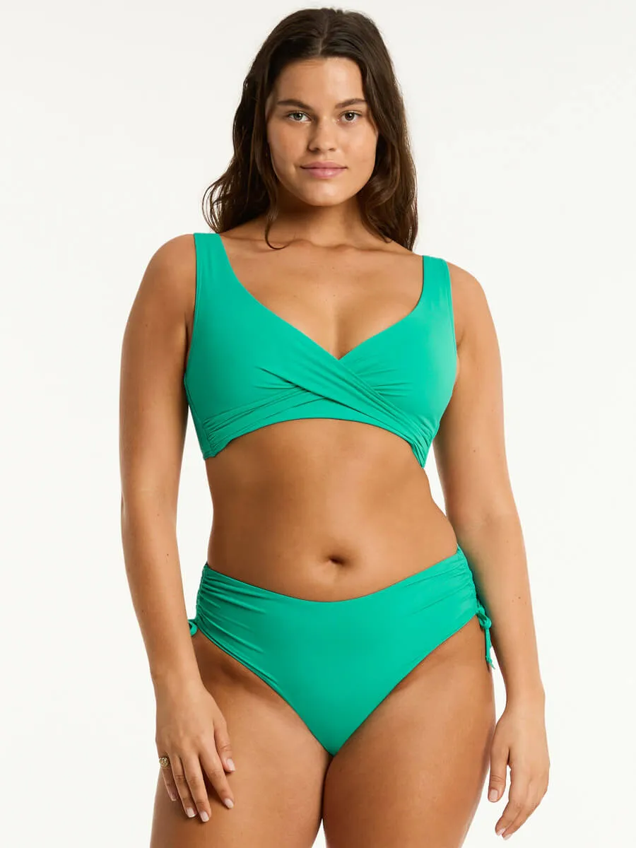 Essentials Cross Front Bra in Evergreen