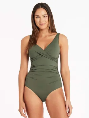 Essentials Cross Front One Piece in Khaki