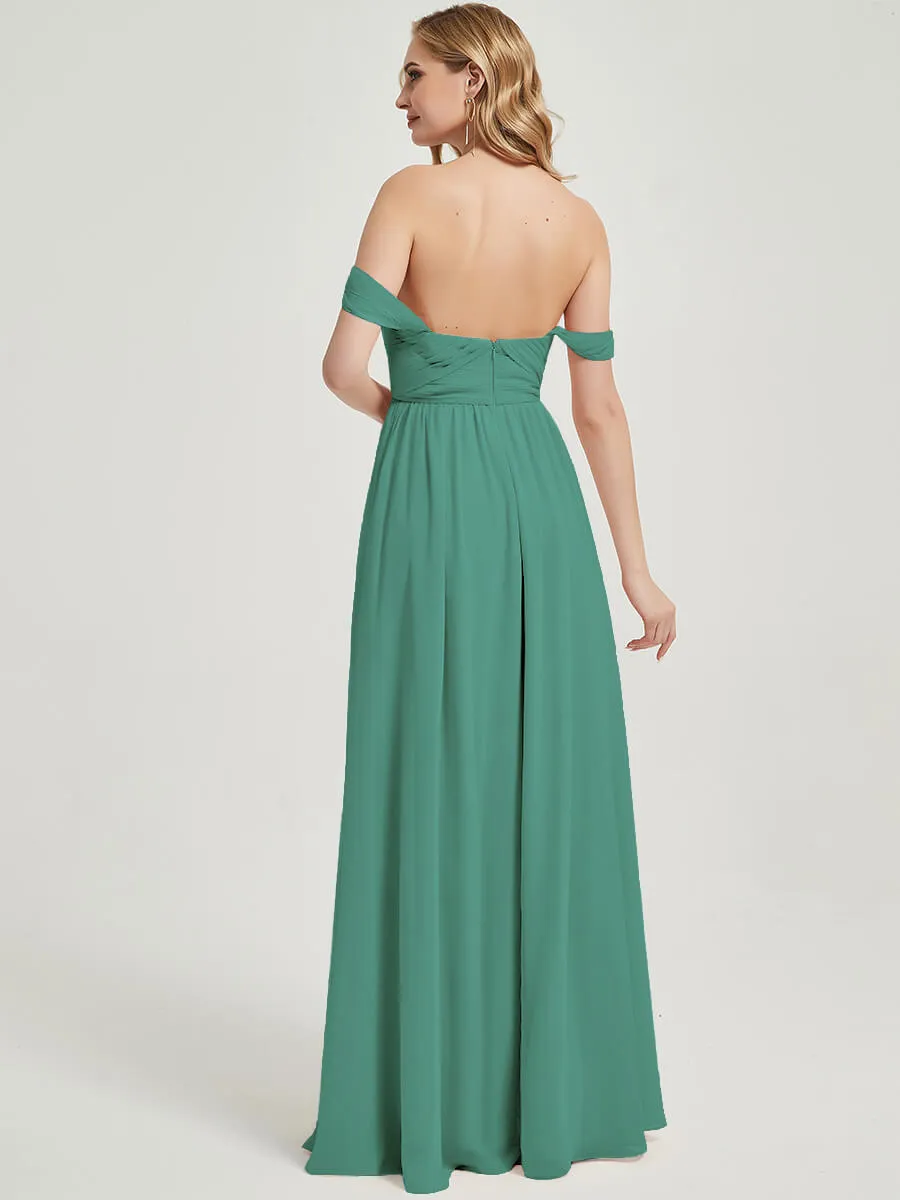 Eucalyptus Pleated Convertible Floor Length Chiffon Bridesmaid Dress