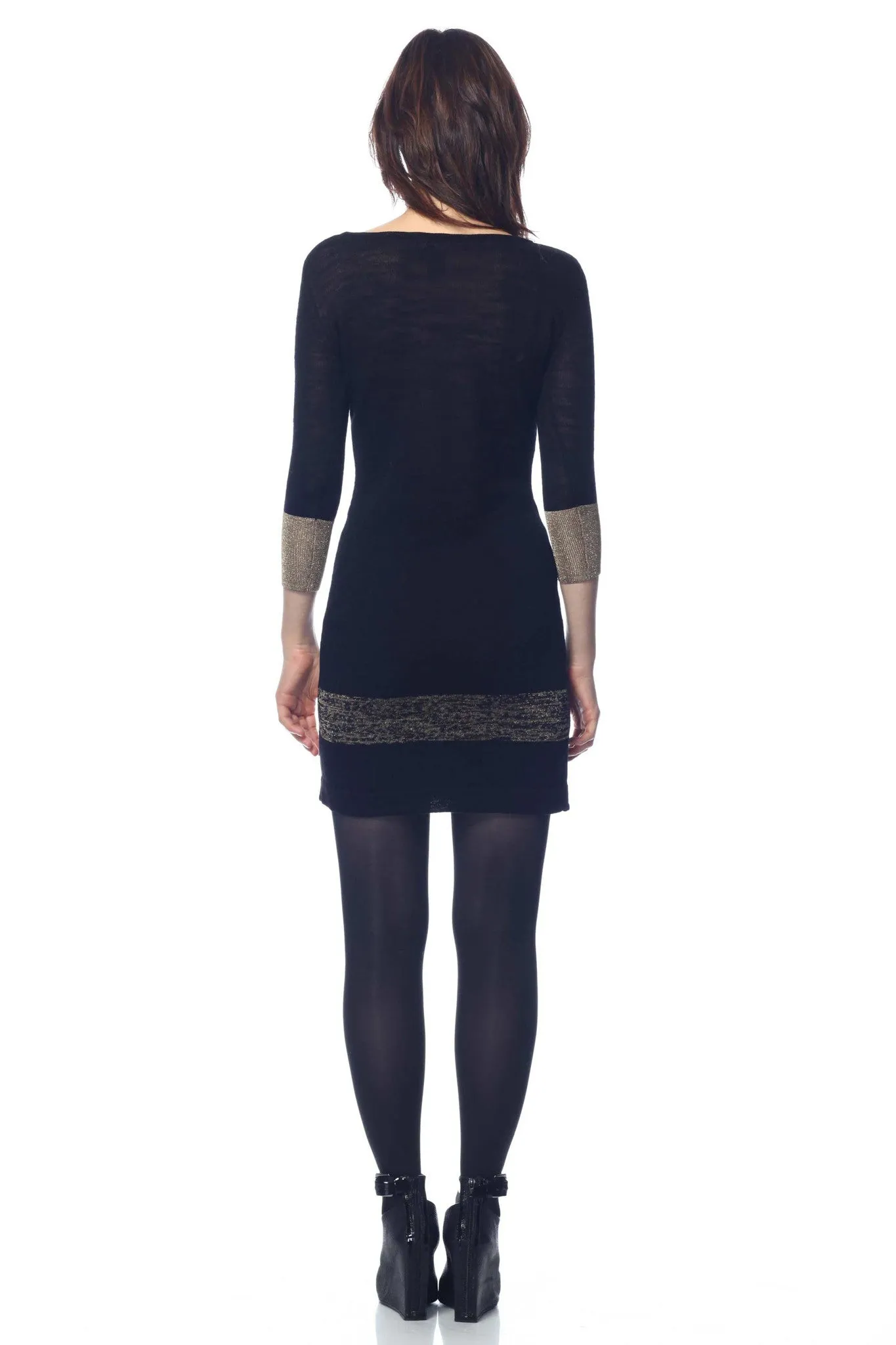 Evelyn Colorblock Knit-Dress - Burgundy