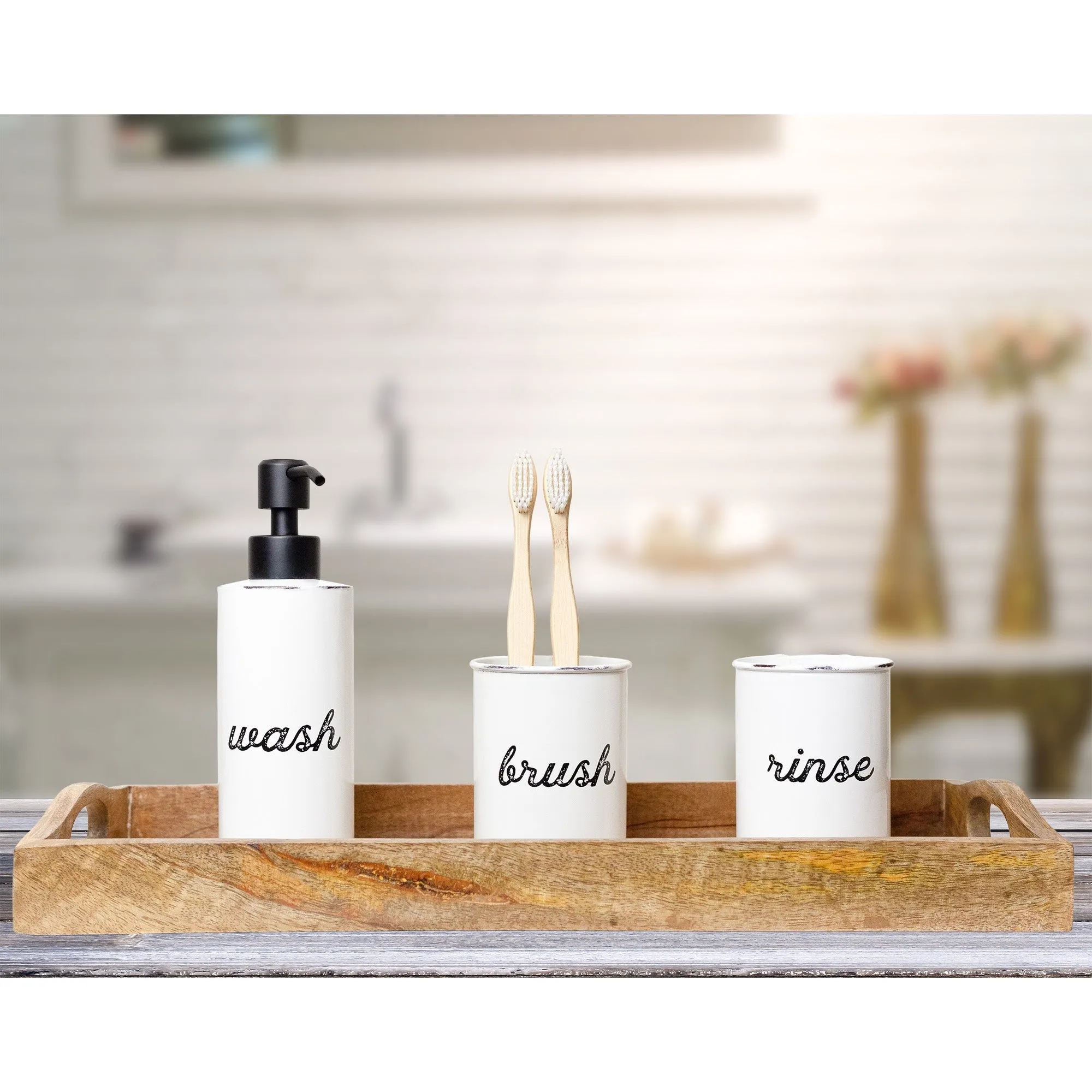 Farmhouse Bathroom Accessories Set (3-Piece Set, White, Case of 30)