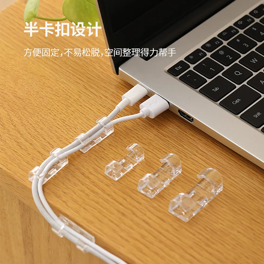 Fasola Large Transparent Cable Organizer Clips - Pack of 16